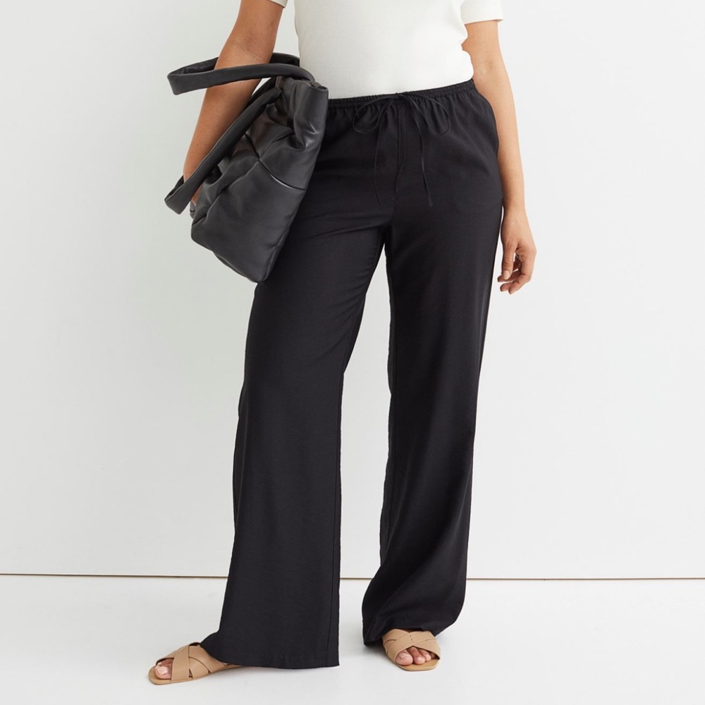 NWOT H&M wide-cut linen/satin pants